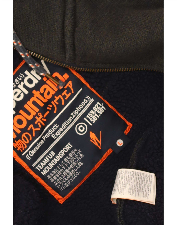 Superdry Herre grafisk hættetrøje med lynlås Stor Khaki Akryl
