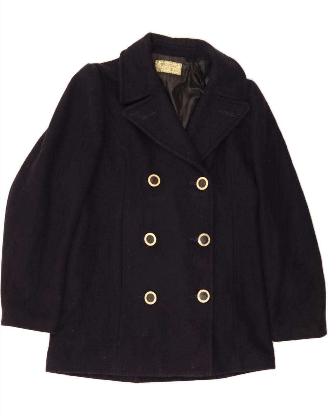 FENDISSIME Womens Pea Coat IT 42 Medium Navy Blue Wool Vintage Fendissime and Second-Hand Fendissime from Messina Hembry 