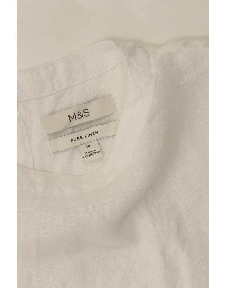 Marks & Spencer Dame Oversized bluse Top UK 14 Large White Linen