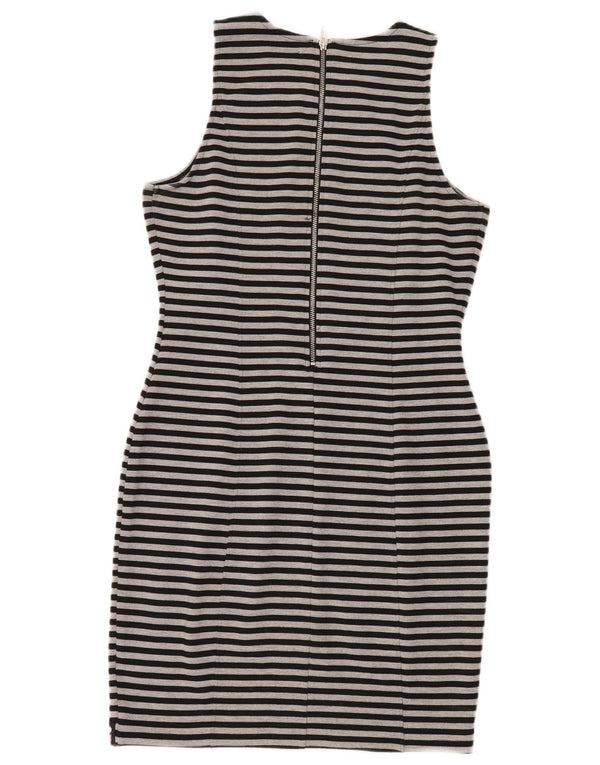 Superdry Womens Sleeveless Sheath Dress UK 16 Large Gråstribet polyester