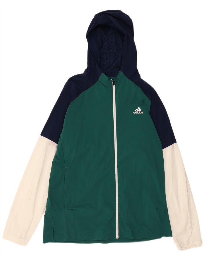 ADIDAS Træningsdragt med hætte til mænd Topjakke Stor grøn Colourblock Nylon
