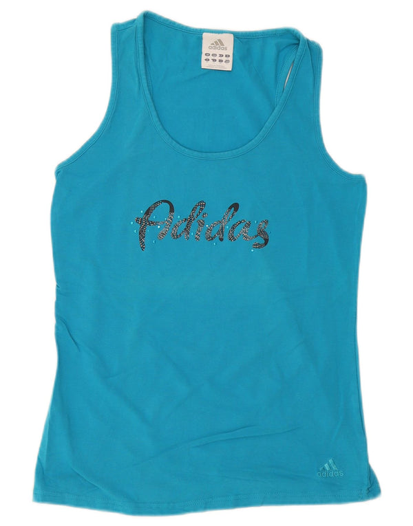 Adidas Dame Grafisk Vest Top UK 14 Medium Blue