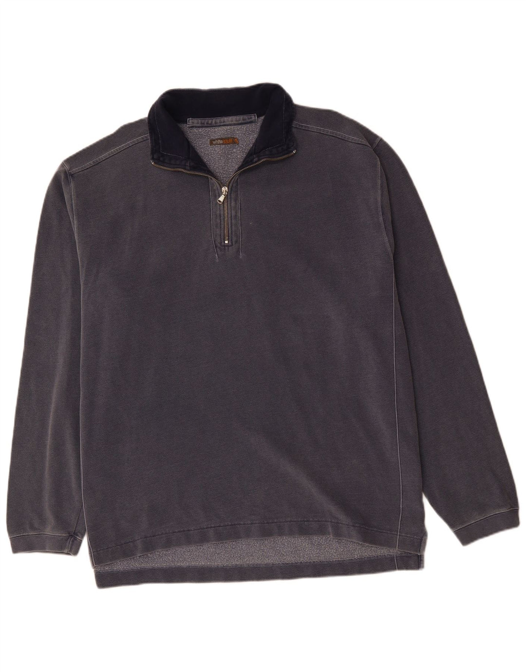 HVID TING Herre Zip Neck Sweatshirt Jumper 2XL Navy Blue Bomuld