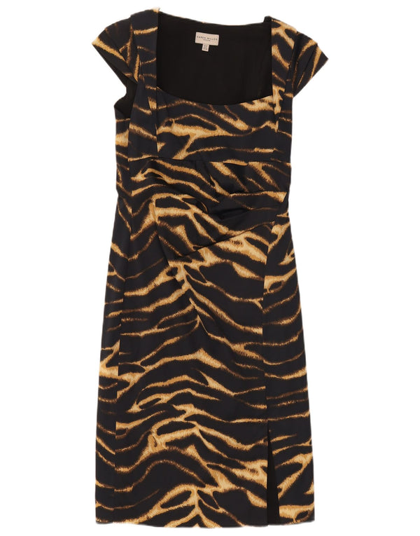 Karen Millen Womens Sheath Dress UK 12 Medium Black Animal Print Acetate