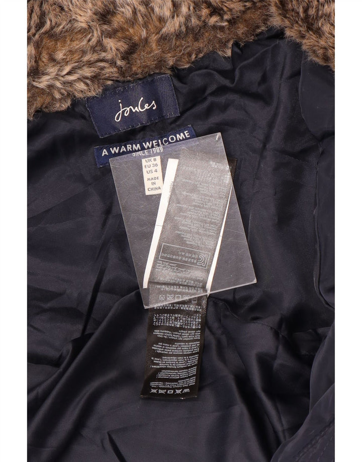 JOULES Dame hættepolstret jakke UK 8 Lille marineblå polyester