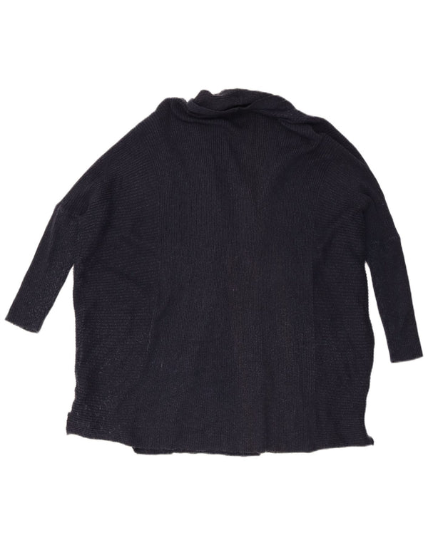 Zara Dame 3/4 ærmet åben cardigan sweater UK 14 Medium Navy Blue Flecked