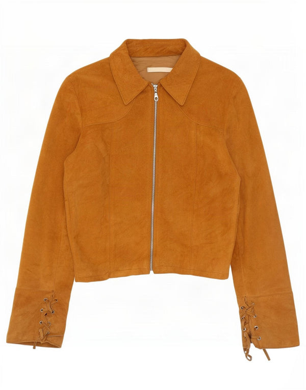 Imperial Womens Crop Suede Jacket UK 12 Medium Beige Leather
