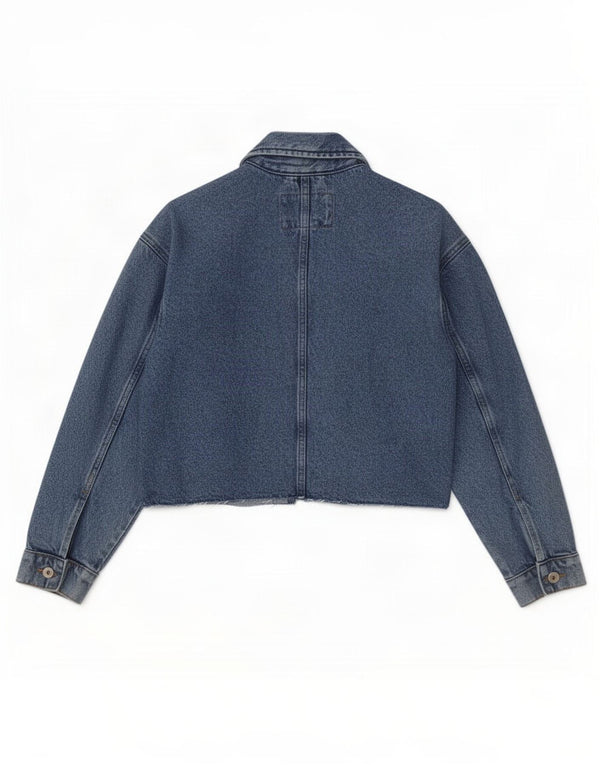 Marks & Spencer Womens Crop Oversized denimjakke UK 10 Small Blue Cotton