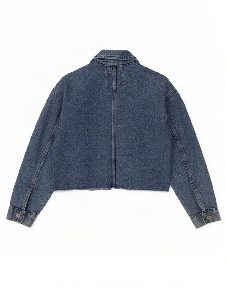 Marks & Spencer Womens Crop Oversized denimjakke UK 10 Small Blue Cotton