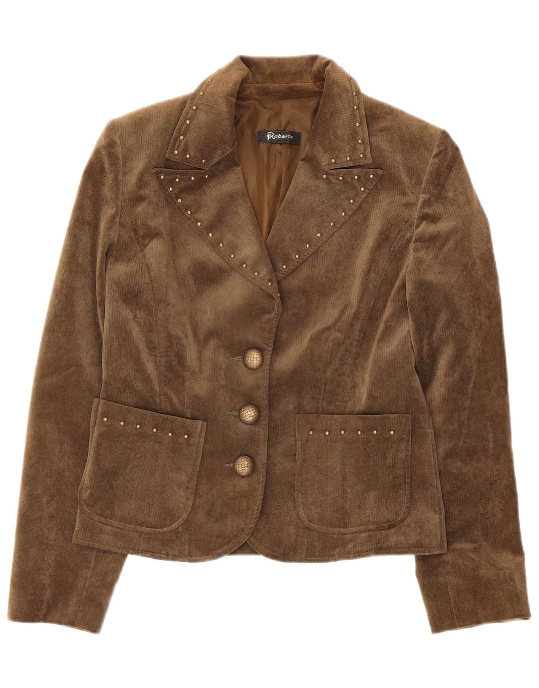 Roberta Dame 3-knaps Corduroy Blazer Jacket IT 44 Medium Beige Bomuld