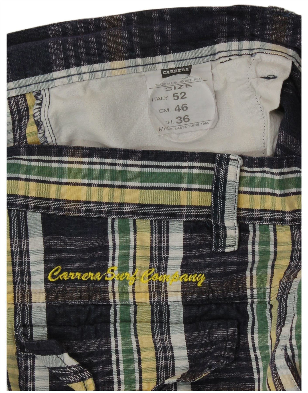 Carrera Herre Casual Shorts IT 52 XL W36 Marineblå ternet bomuld