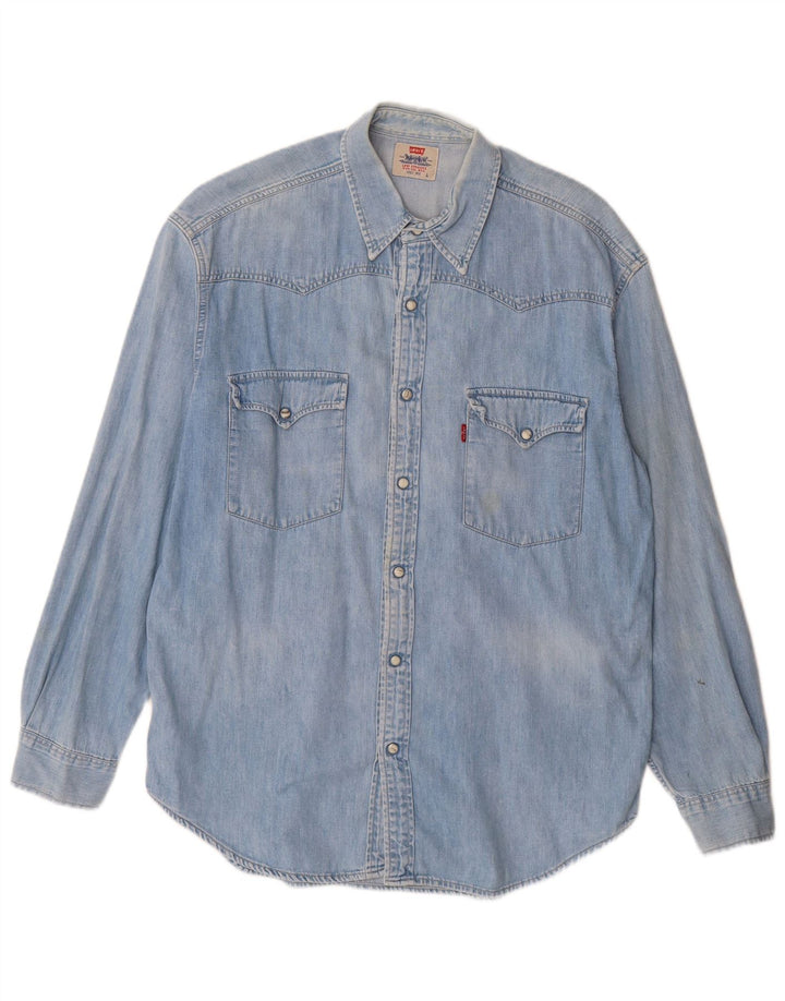 Levi's Denimskjorte til mænd, stor blå bomuld