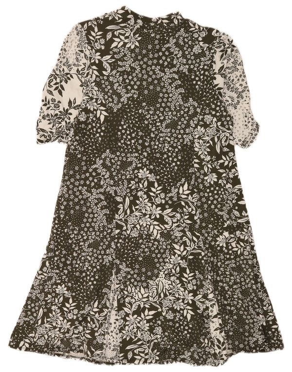 Phase Eight Dame A-Line Kjole UK 14 Large Green Floral Viscose