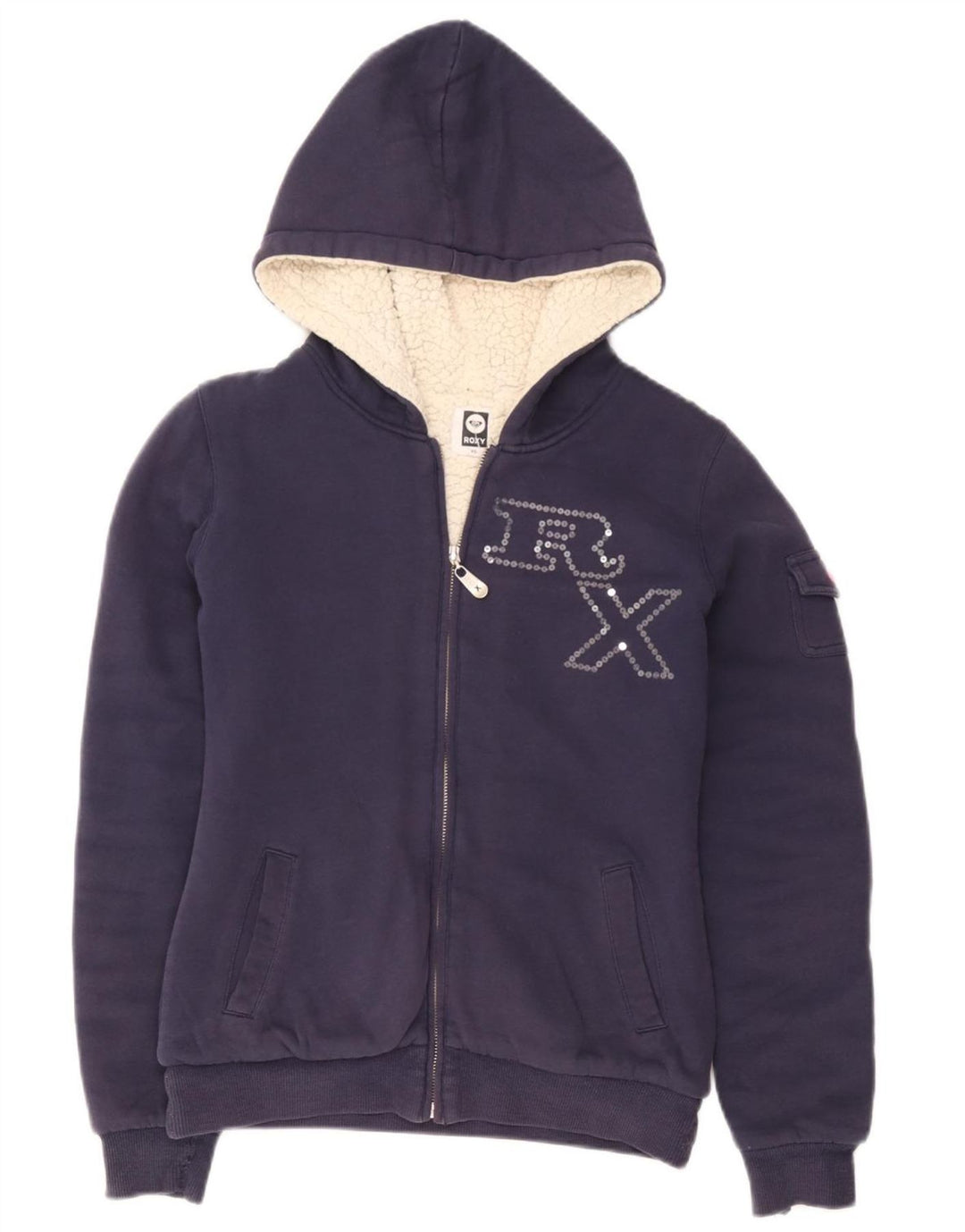 Roxy hættetrøje til kvinder med grafisk lynlås UK 6 XS marineblå polyester