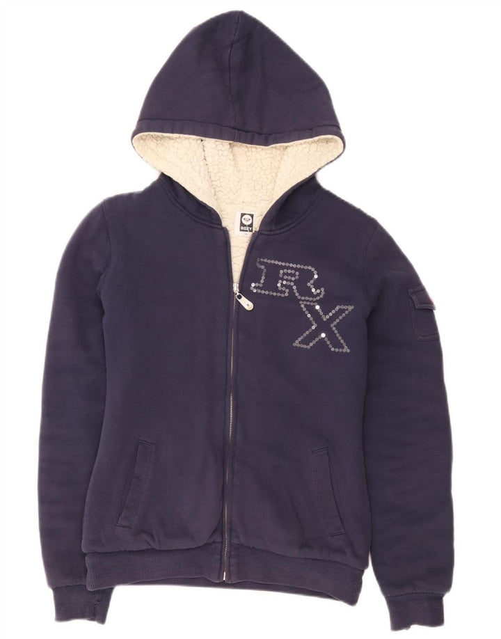 Roxy hættetrøje til kvinder med grafisk lynlås UK 6 XS marineblå polyester