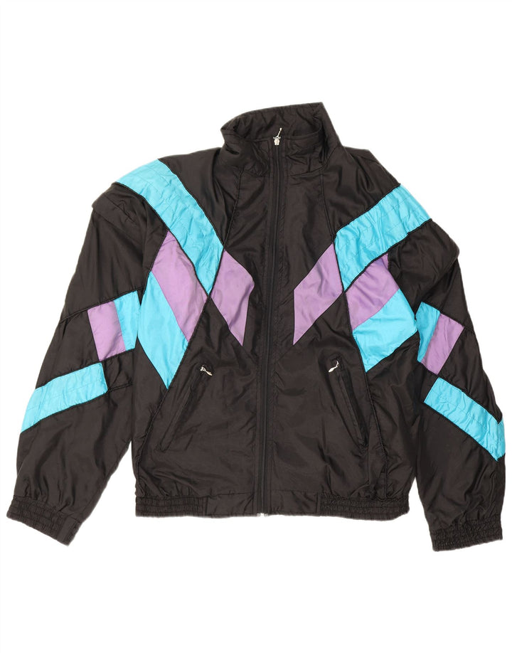 Vintage træningsdragt til mænd Topjakke XL Sort Colourblock Polyamid
