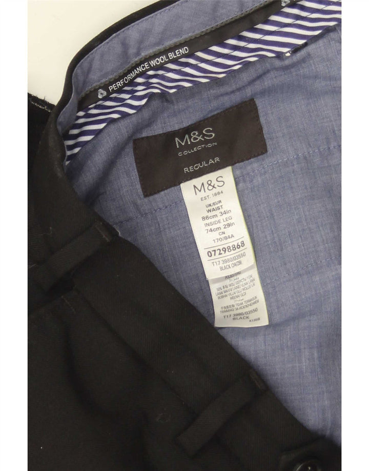 Marks & Spencer Straight Suit Bukser til mænd W34 L29 Sort uld