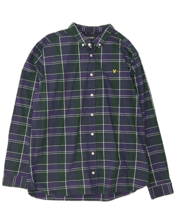 Lyle & Scott herreskjorte 2XL marineblå ternet bomuld