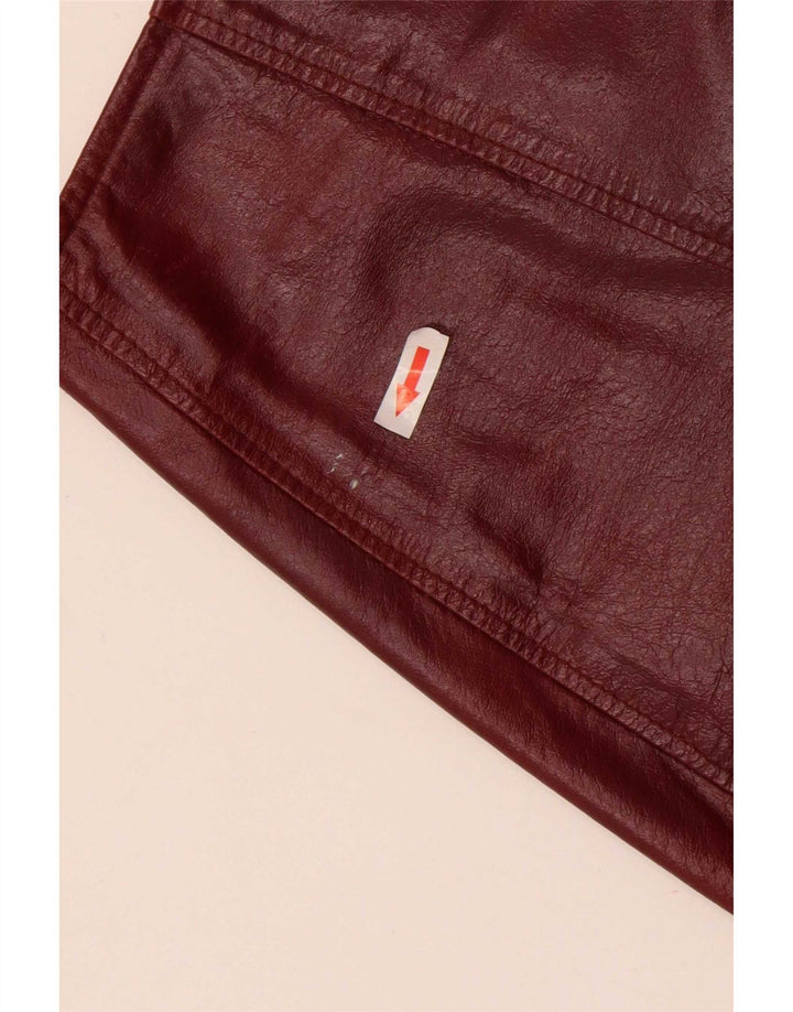 Conbipel Dame Mini Læder Nederdel IT 44 Medium W27 Maroon Læder