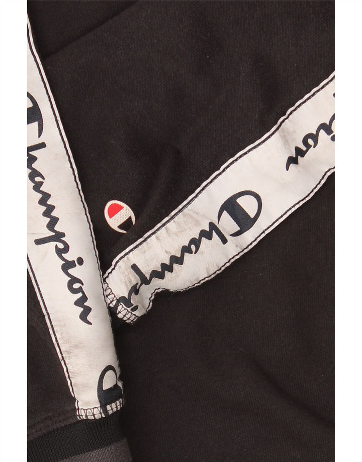 Champion Herre Grafisk Sweatshirt Jumper Large Sort Colourblock Bomuld