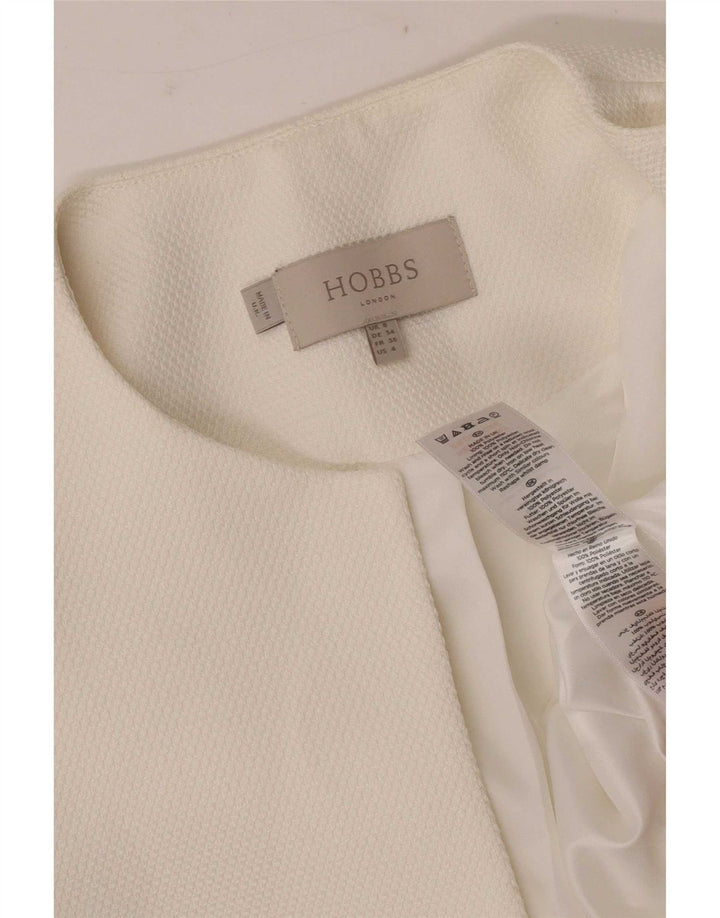 Hobbs Dame 3/4-ærmet åben Bolero-jakke UK 8 Small White Polyester