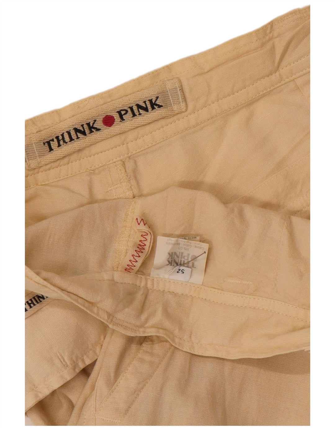 Tænk Pink Herre Straight Cargo Bukser IT 52 XL W36 L32 Beige Bomuld