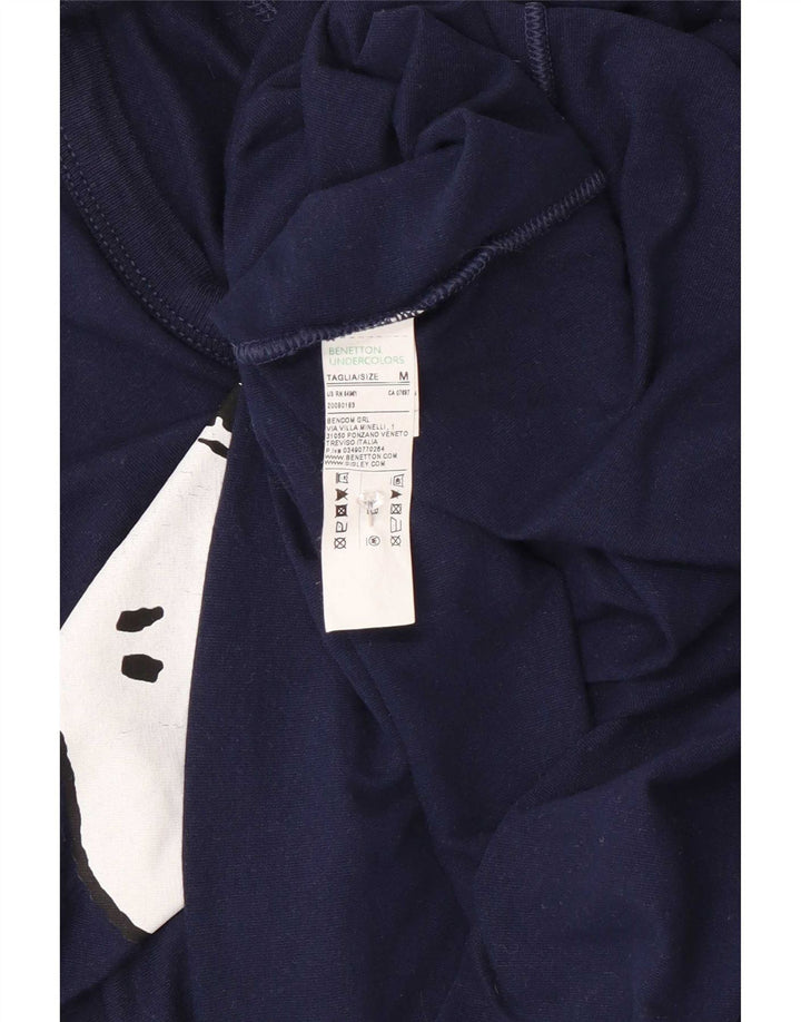 Benetton Herre Peanuts Grafisk Vest Top Medium Marineblå Bomuld