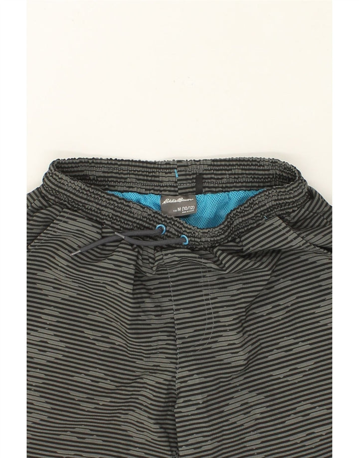 EDDIE BAUER Boys Sport Shorts 10-11 Years Medium  Grey Striped Polyester Vintage Eddie Bauer and Second-Hand Eddie Bauer from Messina Hembry 