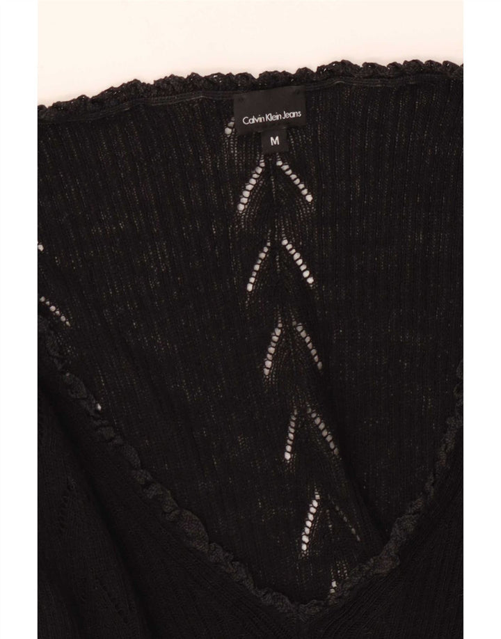 Calvin Klein Dame Grafisk Top Langærmet UK 12 Medium Sort