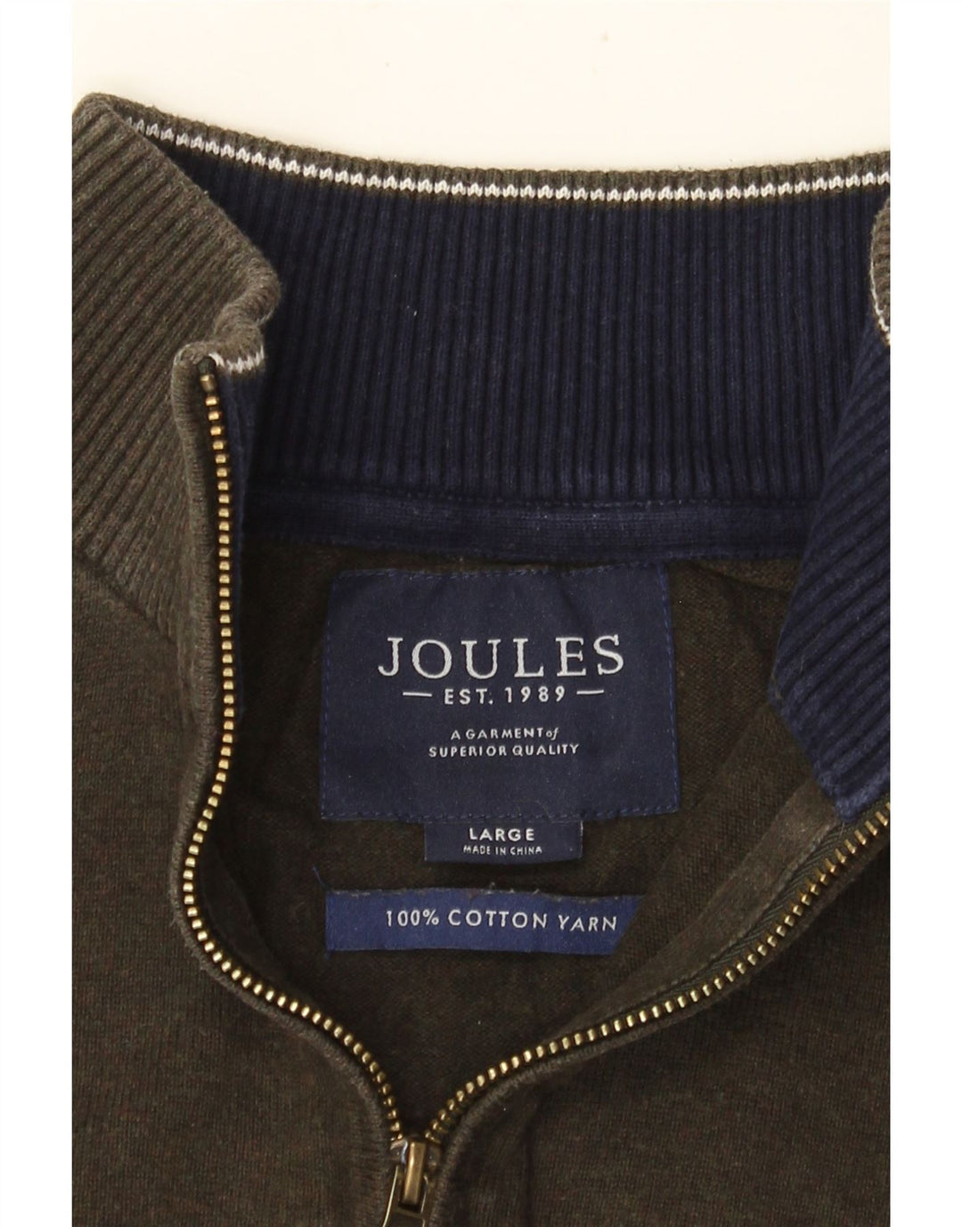 Joules Herre Zip Neck Jumper Sweater Stor Grøn Bomuld