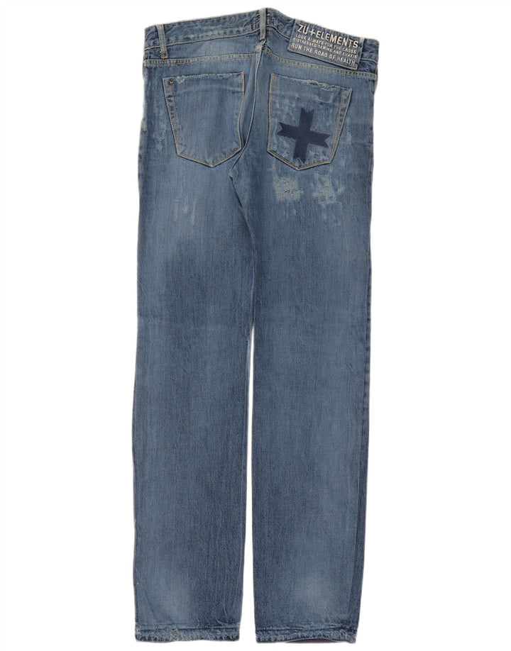 Zu Elements Dame Distressed Straight Jeans W32 L35 Blå Bomuld
