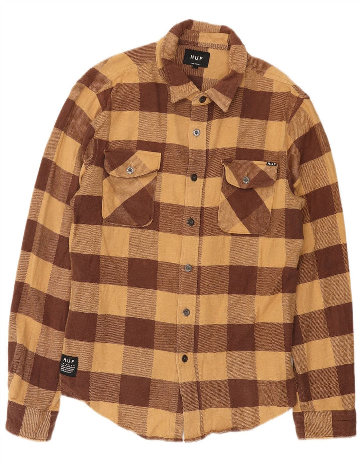 HUF Herre Flanelskjorte Stor brun Gingham Bomuld