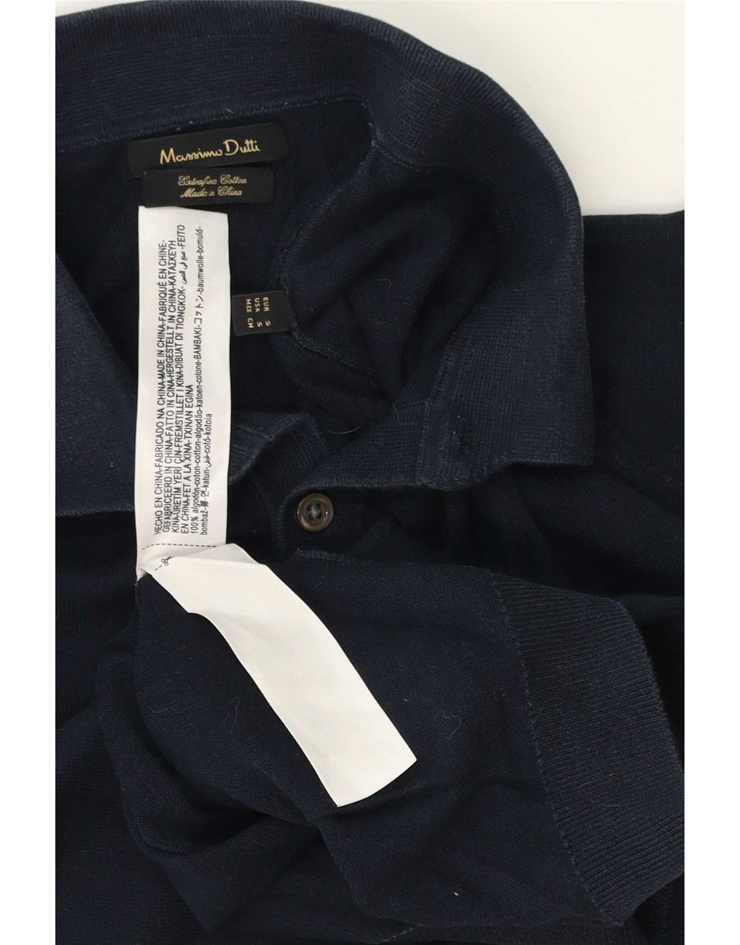 Massimo Dutti Herre Polo Neck Jumper Sweater Lille Marineblå Bomuld