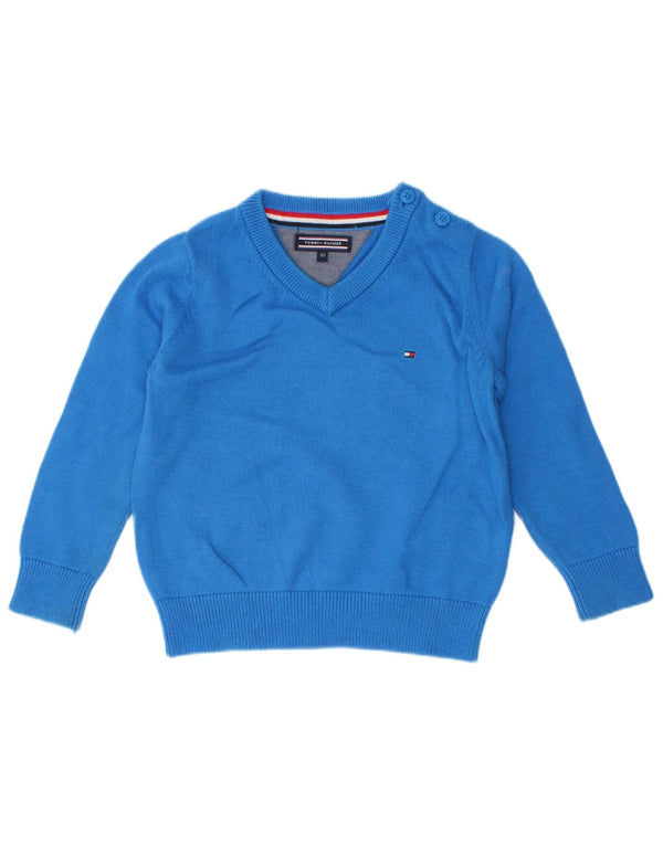 Tommy Hilfiger Baby Boys V-hals sweater 9-12 måneder Blå Bomuld