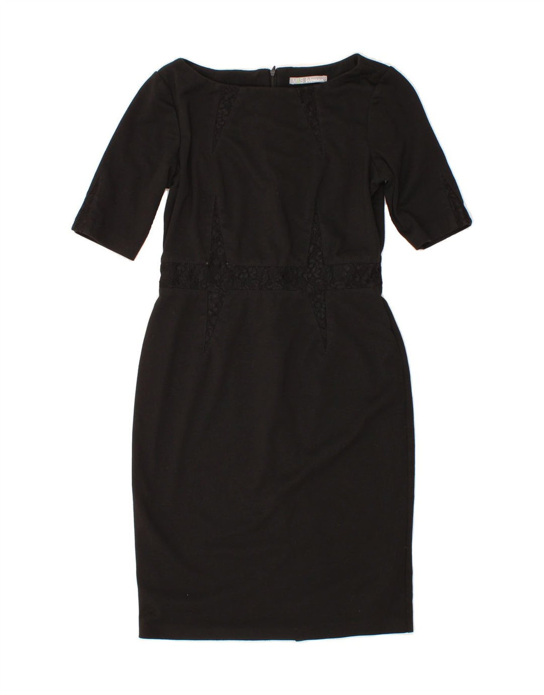 MARKS & SPENCER Womens Sheath Dress UK 12 Medium Black Polyester Vintage Marks & Spencer and Second-Hand Marks & Spencer from Messina Hembry 