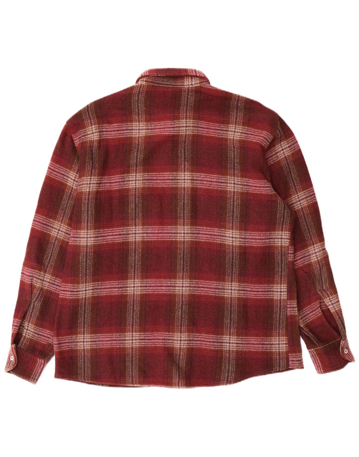 VINTAGE Flanelskjorte til mænd Medium Bourgogne Plaid