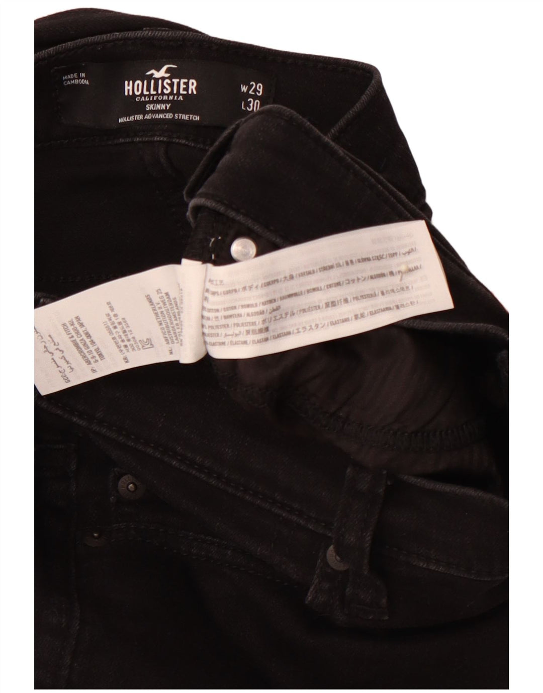 HOLLISTER Skinny Jeans til mænd W29 L30 Sort bomuld