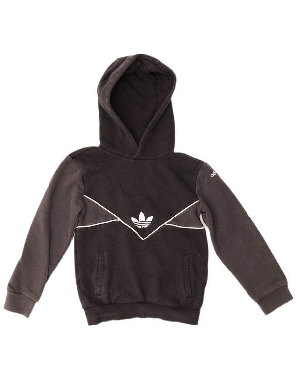 Adidas Grafisk hættetrøje til drenge 7-8 år Sort Colourblock Bomuld