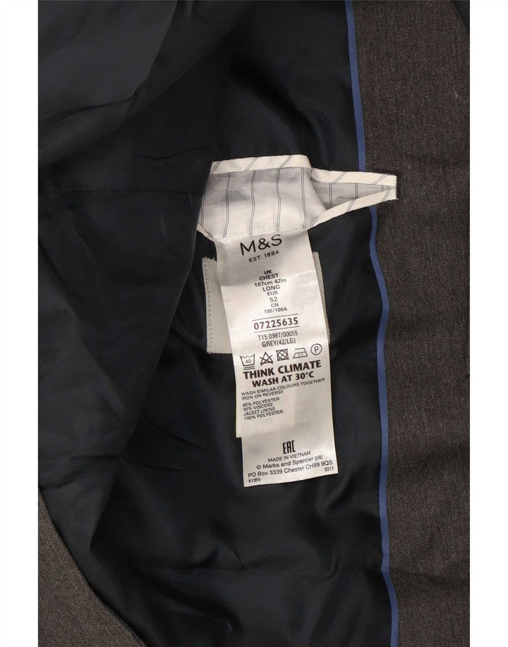 Marks & Spencer Herre 2-knaps blazerjakke UK 42 Stor grå polyester