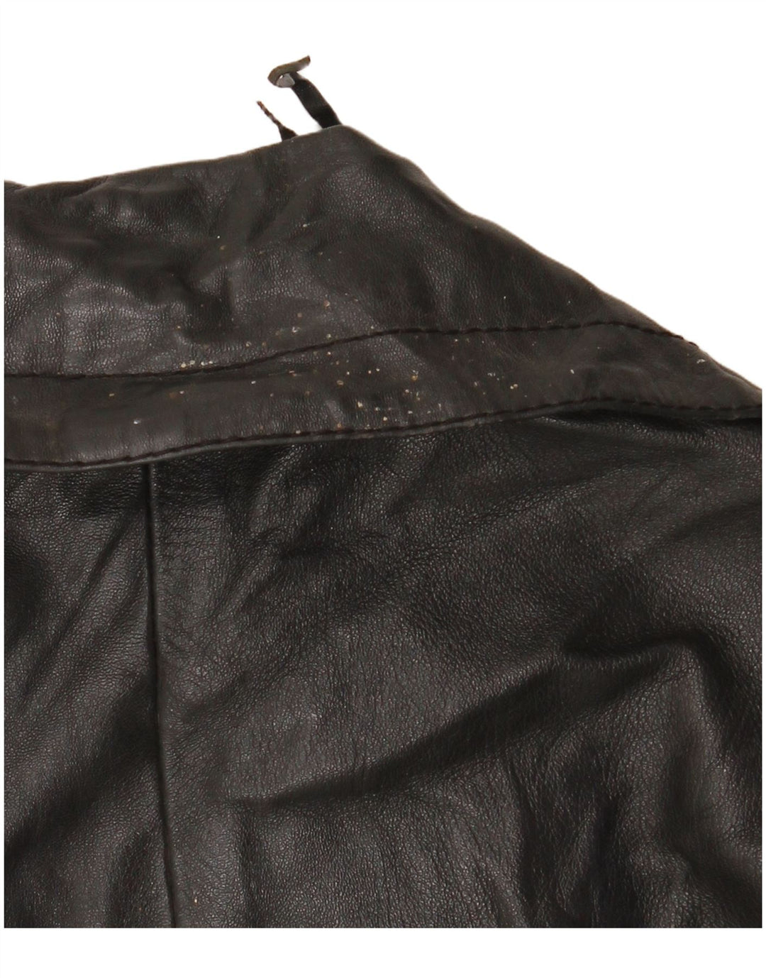 VINTAGE Dobbeltradet læderjakke til kvinder UK 12 Medium Sort