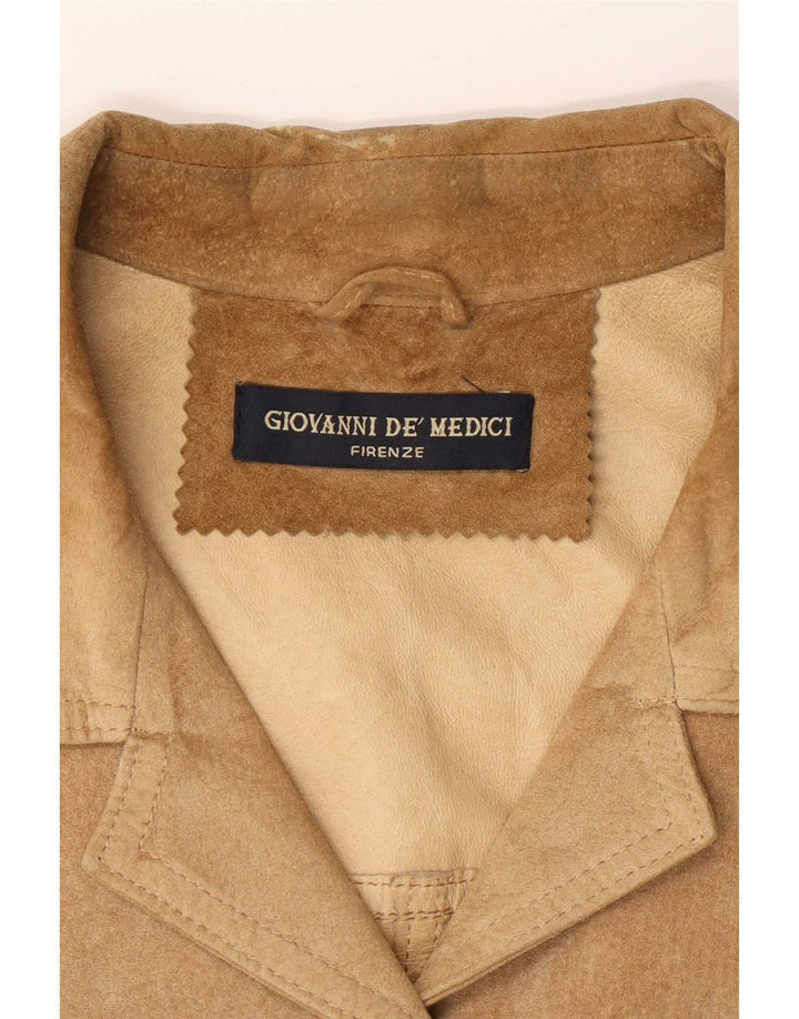 Vintage dame ruskindsjakke IT 42 Medium Beige Læder