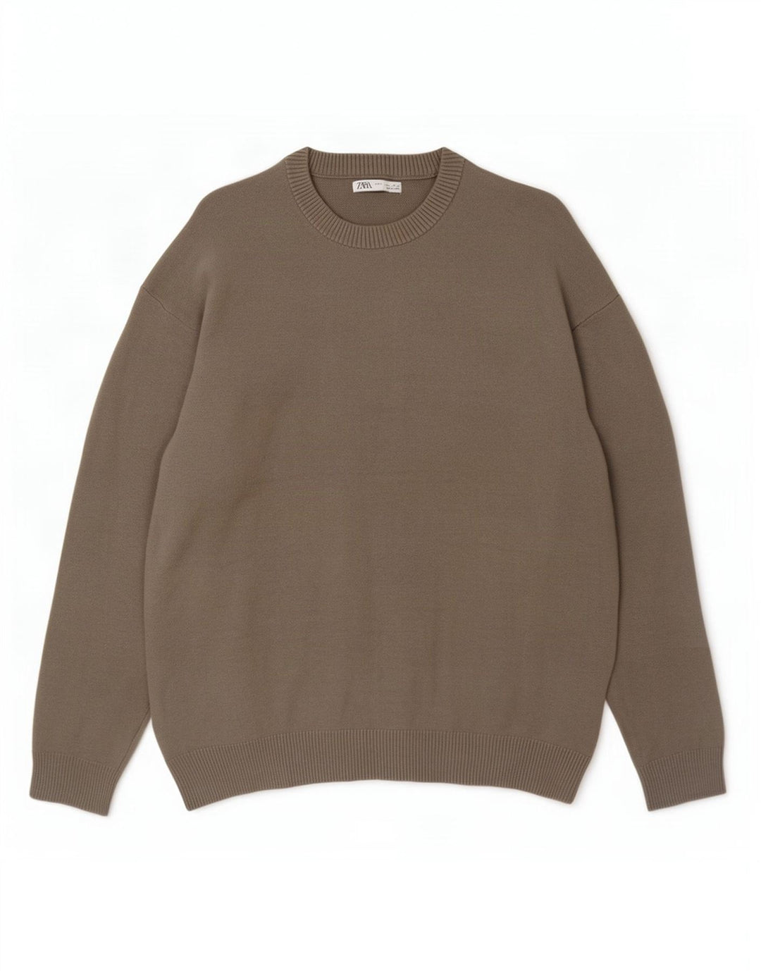 Zara Herre Crew Neck Jumper Sweater Stor Grå Viscose