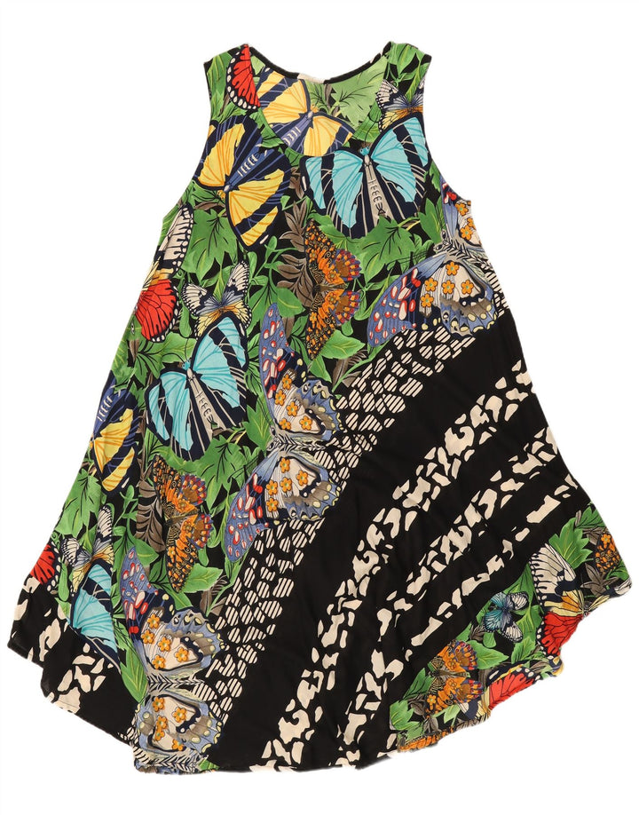 Vintage Kvinders Grafisk Sundress UK 16 Stor flerfarvet sommerfugl