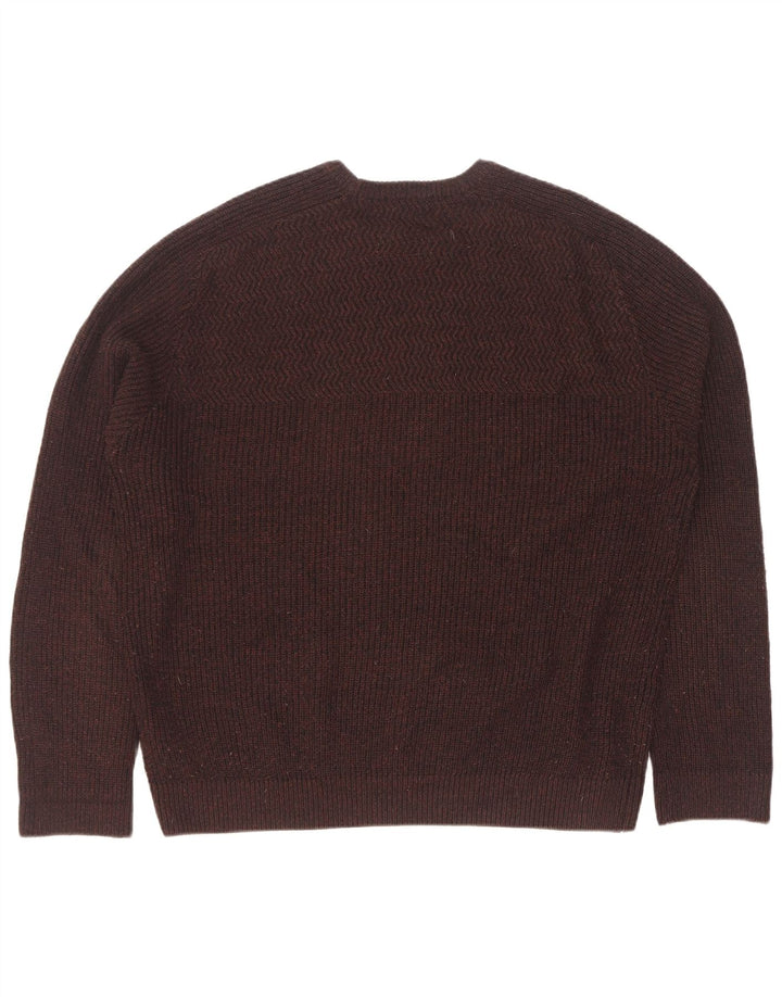Zara Herre Crew Neck Jumper Sweater XL Brun Akryl