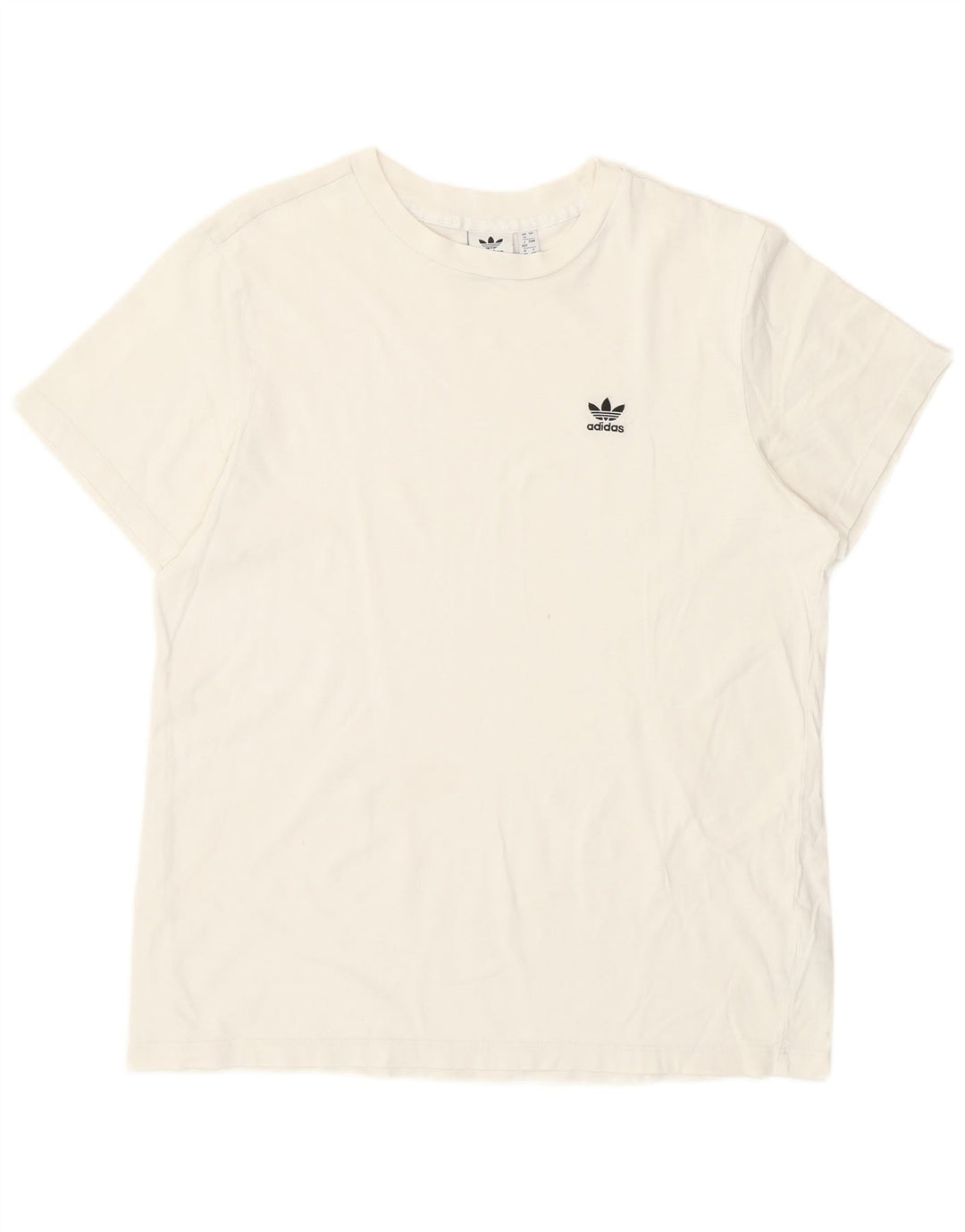 Adidas Dame T-Shirt Top UK 12 Medium Hvid Bomuld