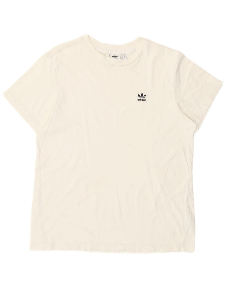 Adidas Dame T-Shirt Top UK 12 Medium Hvid Bomuld