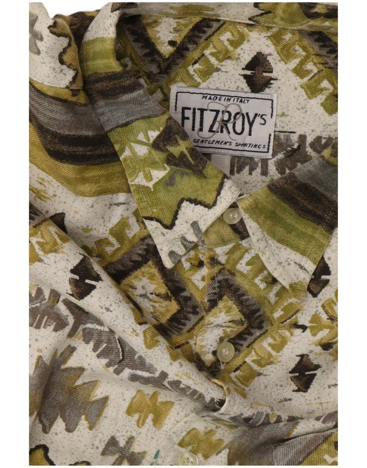 Fitzroy Herreskjorte XL Grøn Geometrisk