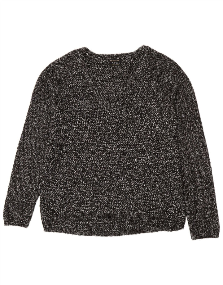 Massimo Dutti Dame V-hals sweater UK 14 Medium Grey Flecked