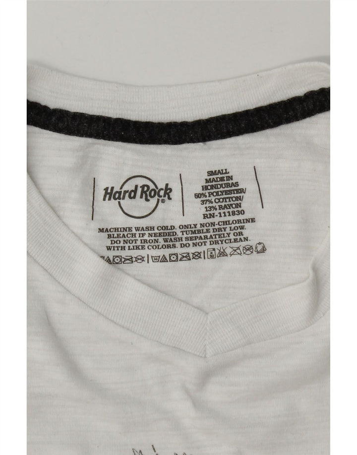 Hard Rock Cafe Herre Barcelona Grafisk T-Shirt Top Lille Hvid Polyester