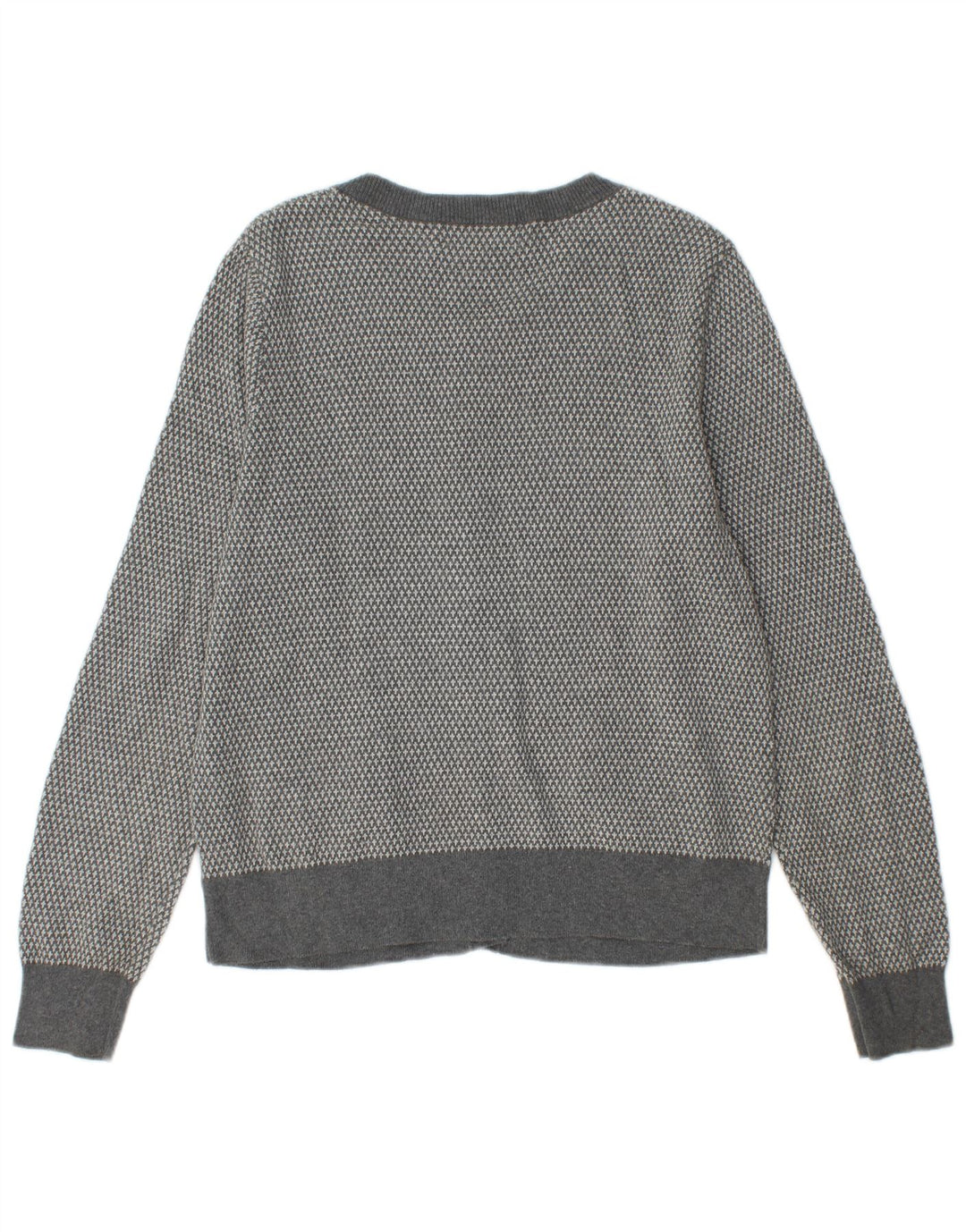 EDDIE BAUER Dame Cardigan Sweater UK 14 Stor Grå Bomuld